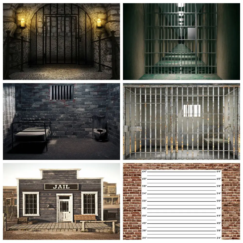 Yeele Prison Scene Backdrop Cell Room Dark Jail Bed Mystery Crime Scene Photography Background Wall Decor Photo Studio Props