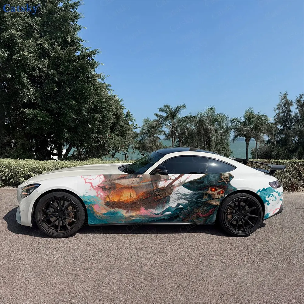 2pcs Phantom Captain Trend Car Side Wraps, Self-Adhesive PVC Waterproof & Scratch-Resistant Stickers, Car Accessory Gift