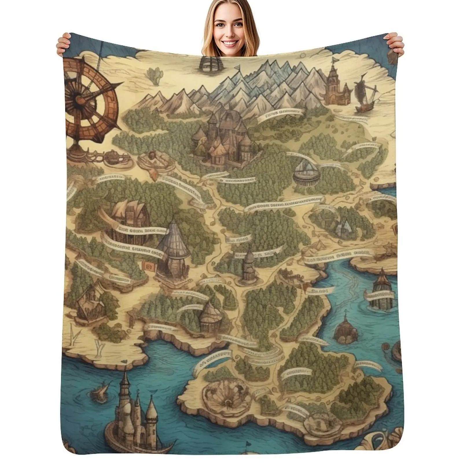 

Dnd Fantasy Map Throw Blanket valentine gift ideas Giant Sofa decorative Beach Blankets