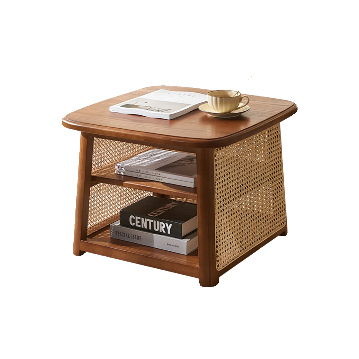 Personalizable cuadrado nórdico dimensioni combinazione alta e bassa wabi-sabi vento retro en madera maciza rattan bordo