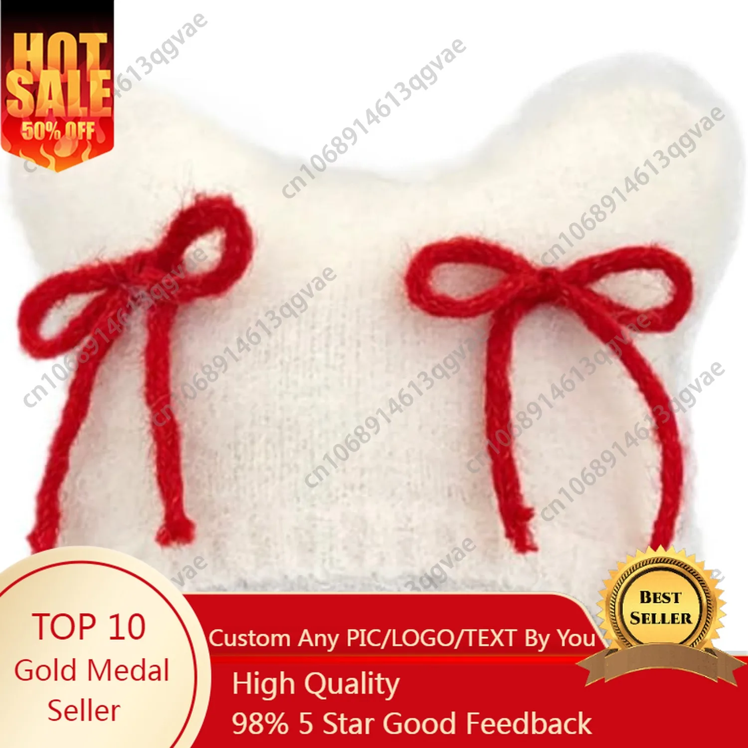 

Women Fluffy Knit Beanie Hats Cute Bow Knot Cat Ear Hat Y2k Aesthetic Accessories Coquette Kawaii Stuff