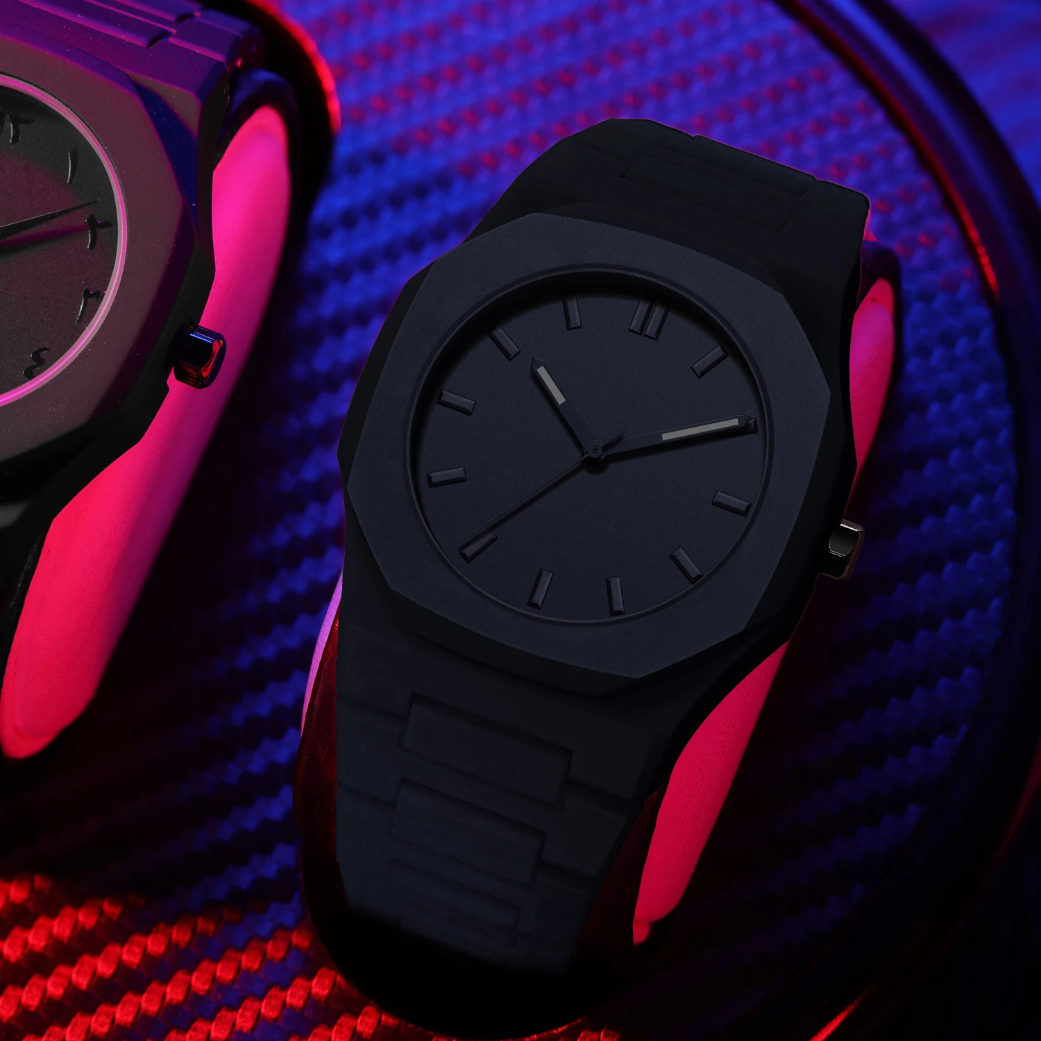 Explosions dopamine watch men's and women's black high-grade casual Joker waterproof student youth watch.