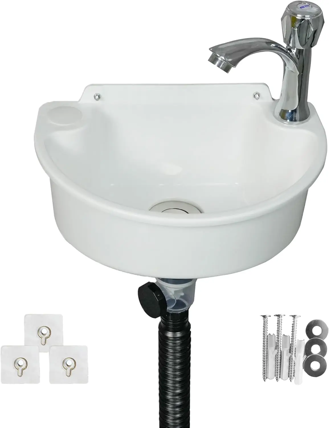 

Small Bathroom Sink Wall Mount Bathroom Sink Wash basin, No-Drill Installation Self-Adhesive Sink 11.8 x 8.2 Inch with 1.26 Inch