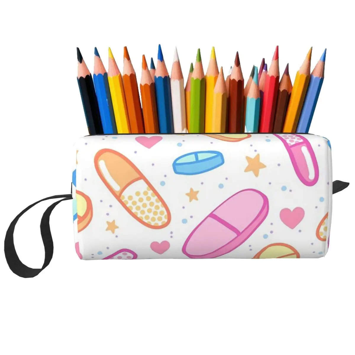 Magisches Cartoon-Pillen-Federmäppchen, bunt, für Schüler, Schule, Stiftbox, Bleistiftbeutel, Schreibwaren, Reise, Damen, Kosmetiktasche