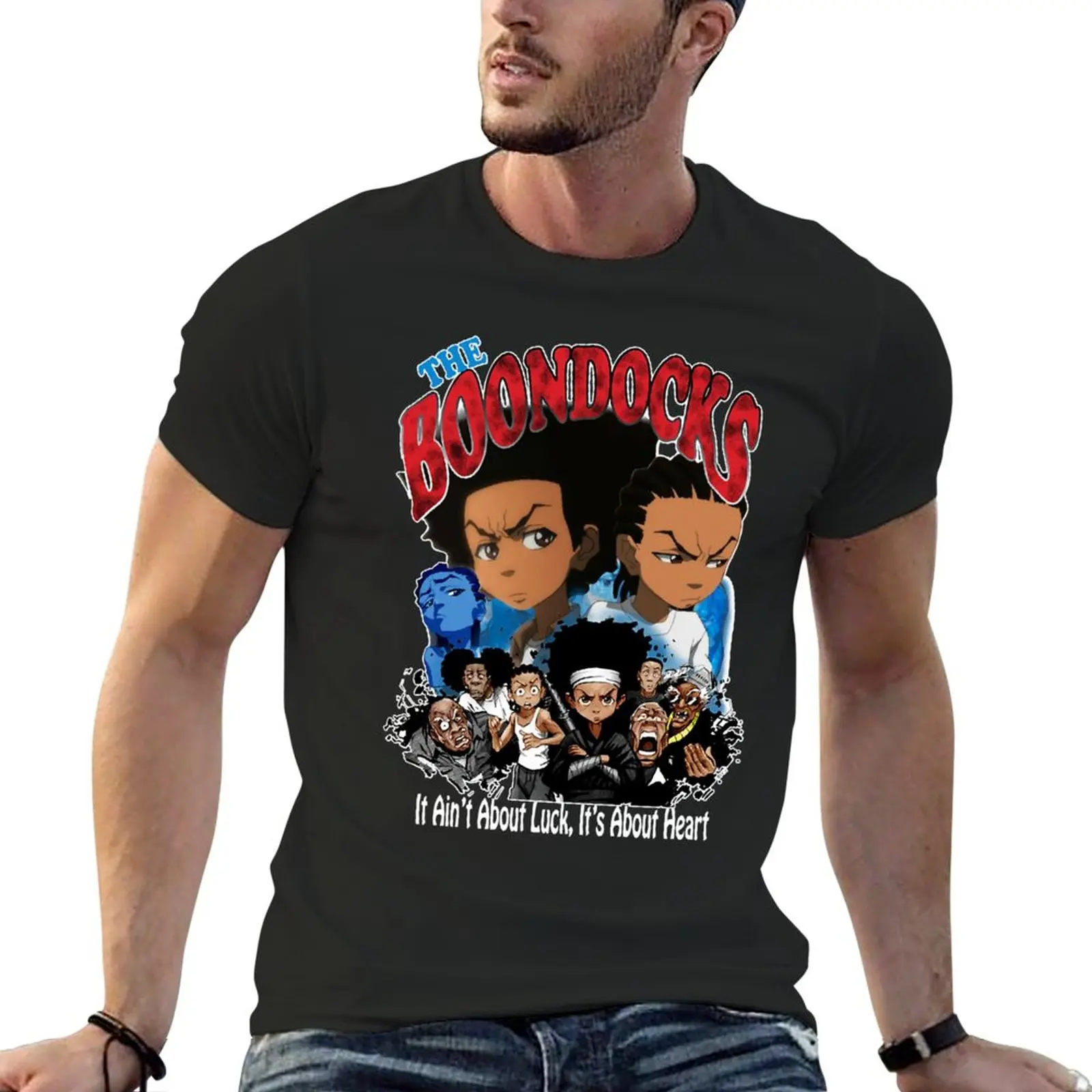 

New The boondocks sitcom poster T-Shirt man clothes graphic t shirts fitted t shirts for men