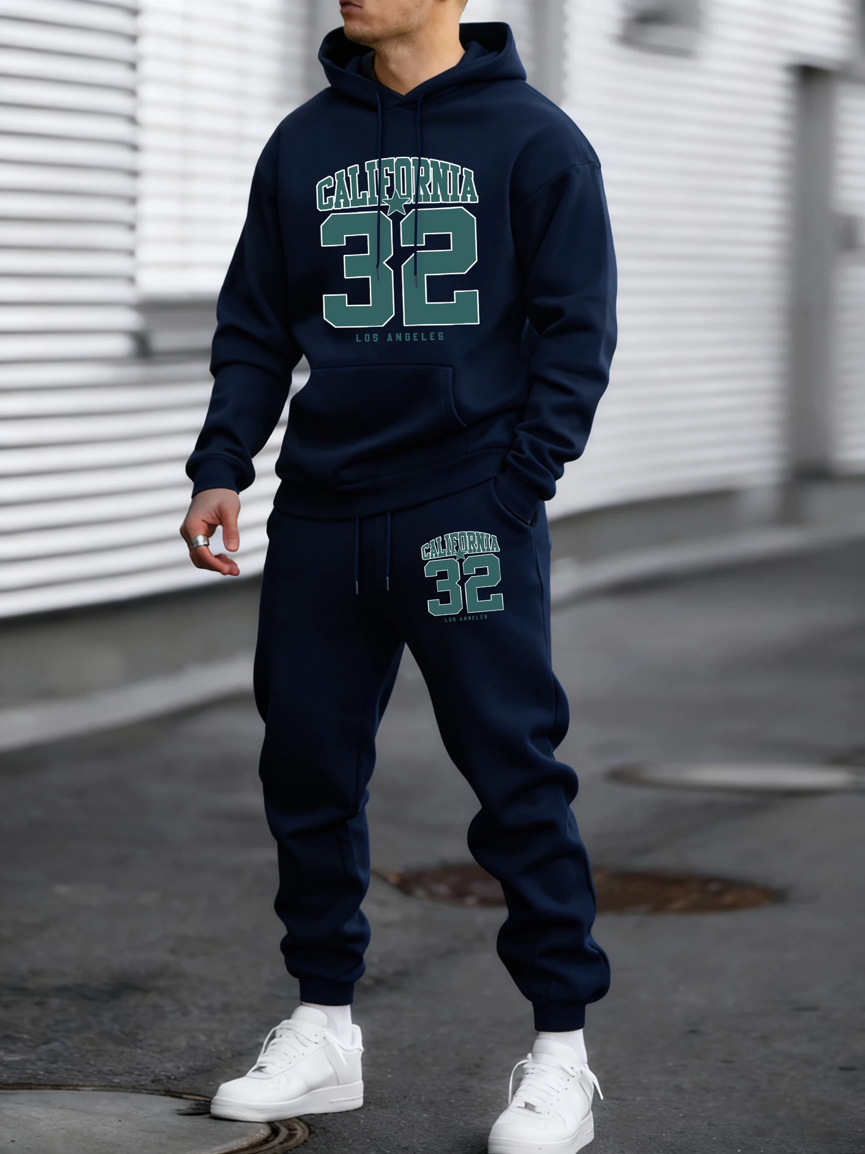 كاليفورنيا لوس أنجلوس عدد 23 يطبع الخريف الشتاء الرجال هودي السراويل 2 قطعة مجموعة عادية الأساسية Sportpants الرياضة مريح البلوز #3