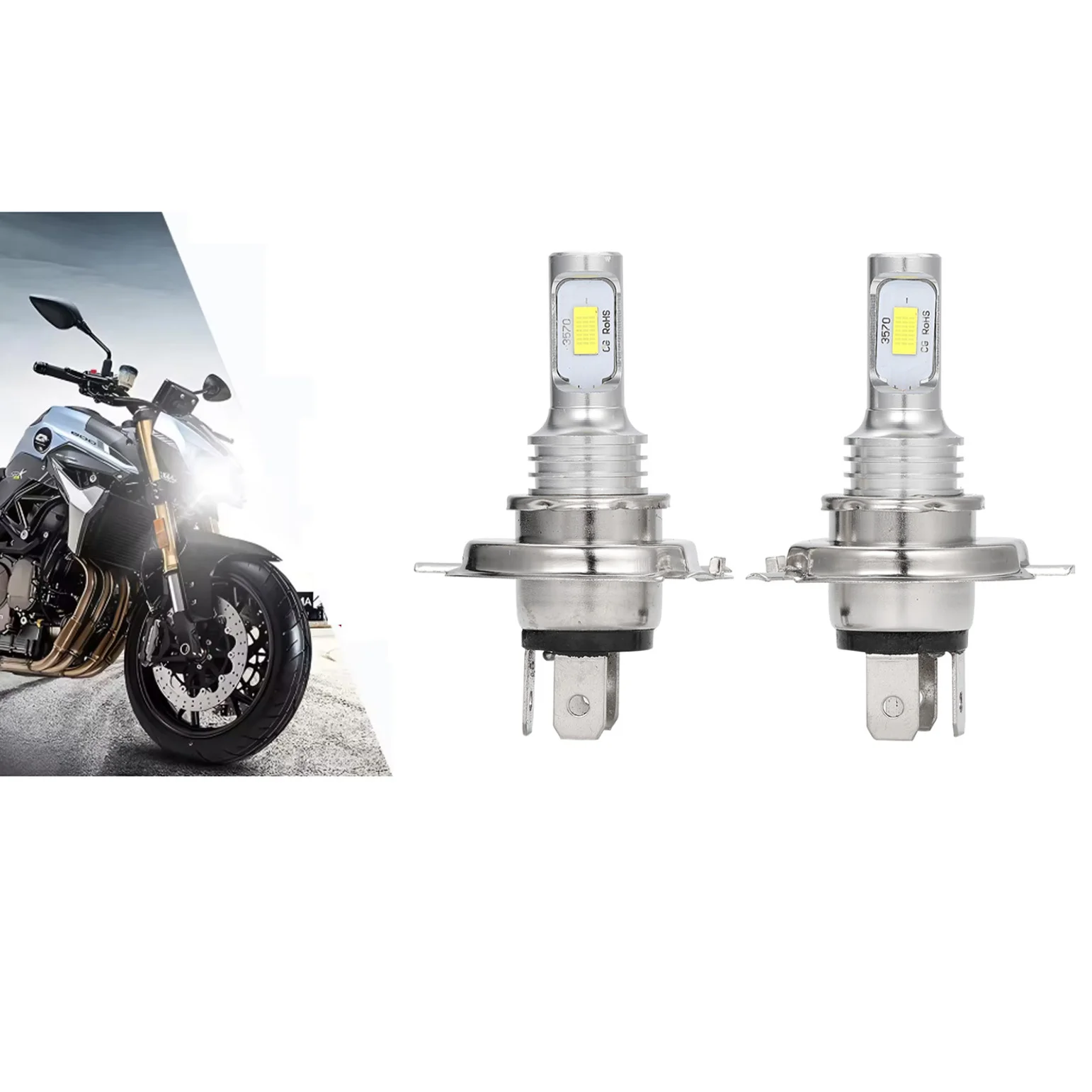 2 Pezzi Lampadine LED H4 H7 da 80W per Moto, Chip CSP, Plug and Play, Fari Auto Senza Errori Canbus, 6500K, Ricambio Fari