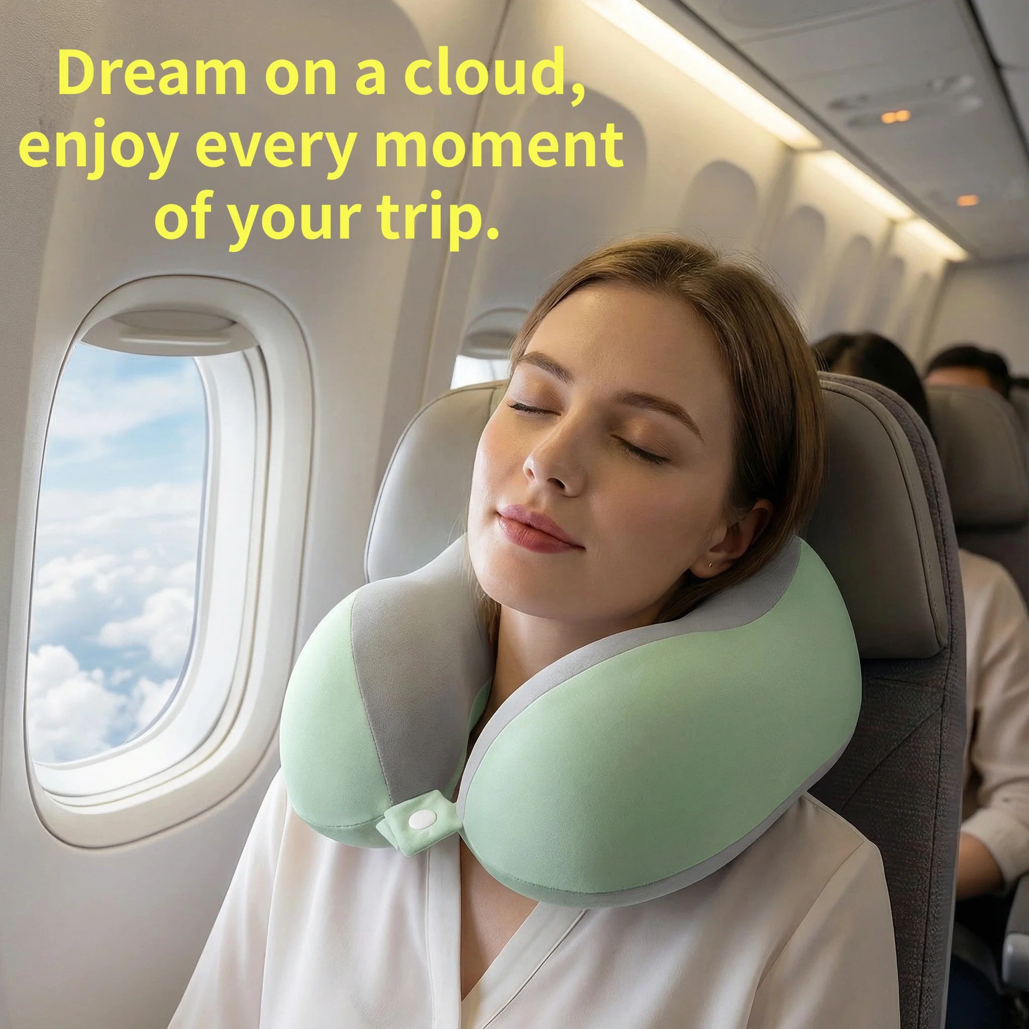 Memory Foam U‑Shaped Neck Pillow Two‑Tone Color Block With Storage Case Portable Travel Pillow For Airplane Car Office
