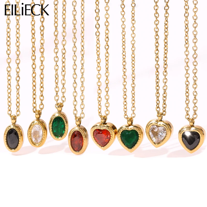 Eilieck 316l Edelstahl bling Kristall Zirkonia Herz Anhänger Halskette für Frauen wasserdichte Halsketten Modeschmuck Geschenk