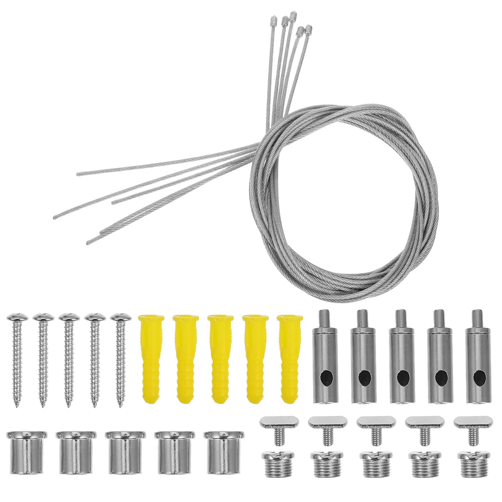 5Sets Strip Lamp Hanging Wire Suspension Kit Steel Cable Lighting Hardware Easy Setup Stable Secure Modern Aesthetic Ceiling