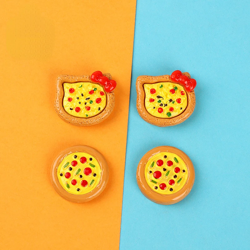 10pcs Diy Mini Kawaii Resin Cartoon Pizza Fake Food Scrapbook Embellishment Crafts Accessories Craft Miniature Flatback Cabochon