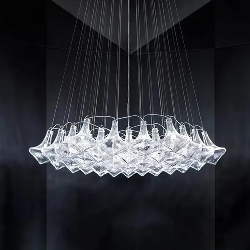 Italian Modern Honeycomb Ceiling Chandelier Handmade Glass Pendant Lamp Luxury Villa Living Dining Room Bedroom Lighting Fixture