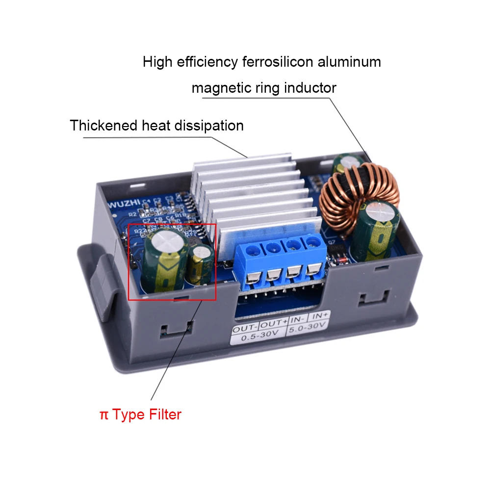 ZK-4KX ZK-5KX Power Supply Module DC-DC Step Down Step Up Voltage Regulator 0.6-36V 50/80W LCD Display for Electronic Equipment