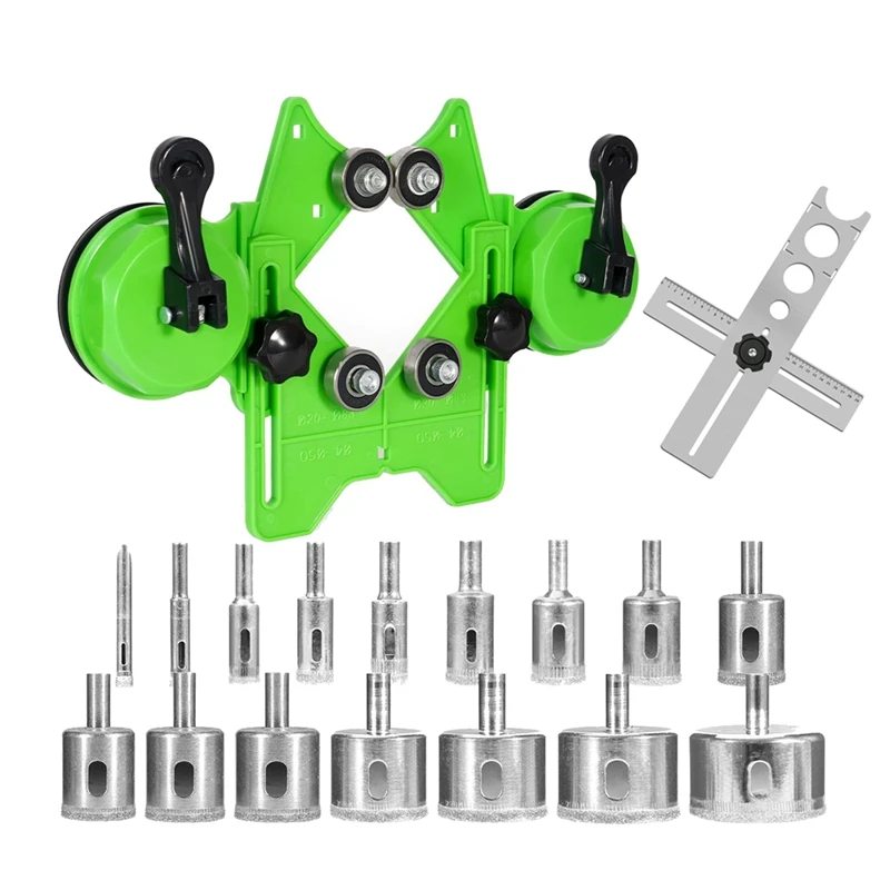 

NEW-Diamond Hole Saw Kit ,16PCS Tile Saw Drill Bits Set From 6Mm-50Mm With Double Suction Cups For Drilling Ceramic, Glass