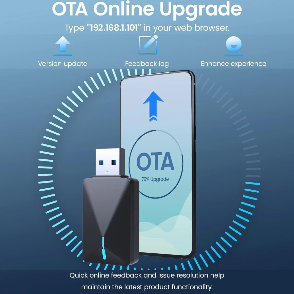 محول BYLITU Mini U3 اللاسلكي: صغير كافي، سلكي CarPlay/Android Auto إلى لاسلكي، التوصيل والتشغيل، بدون بطاريات، قابلية التكيف واسعة.