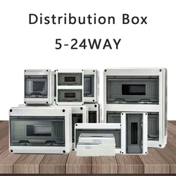 HT Series 5/8/12/15/18/24 Ways IP65 Waterproof Electrical Distribution Box Circuit Breaker PC ABS Plastic MCB Power Junction Box