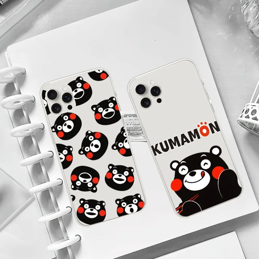 Japanese Kumamon Cute Funny Phone Case For iPhone 11 13 Mini 15 14 12 Pro XS X Max Plus SE Xr Transparent Shell