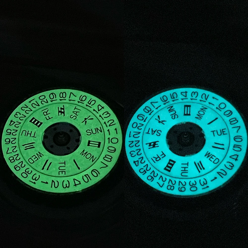 Mod اليابان حقيقية NH36 حركة قوية الأخضر/الأزرق مضيئة Datewheel تاج في 3.0/3.8 تعديل ساعة ميكانيكية استبدال Movt