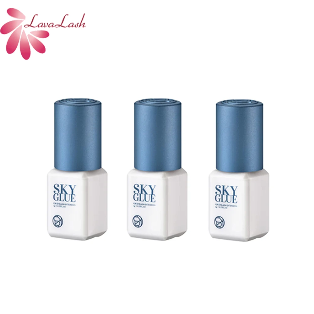 Cola de céu original coreana 5ml s + para extensão de cílios 1-2s cola de cílios postiços de secagem rápida tampa azul ferramenta de beleza