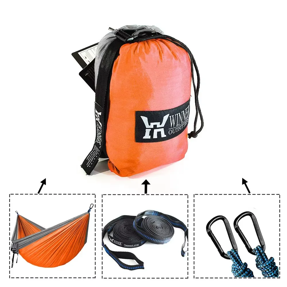 Portable Nylon Parachute Fabric Outdoor Tourist  Camping  Garden Hammock For Backpacking Travel Essential Camping Equipment