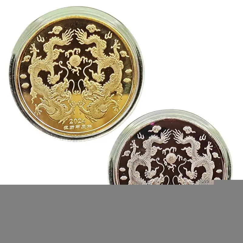 Chinese Dragon Commemorative Coins 2024 Jiachen Year Dragon Year Collection Coins Collectibles for Front Door Coffee Table