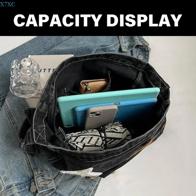 

X7XC Женская эстетическая сумка на плечо Прекрасная сумка через плечо со звездой Студенческая школьная сумка