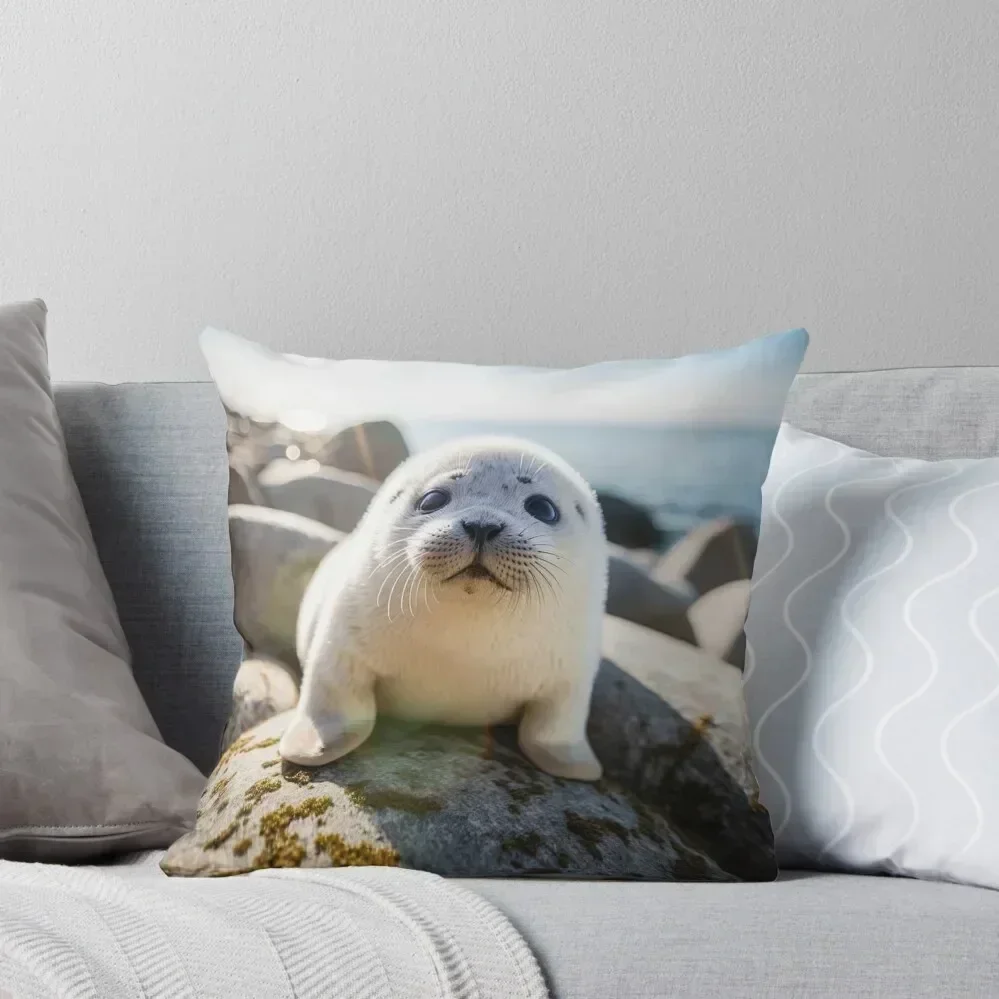 

Cute Baby Seal - Cute Baby Animals Throw Pillow pillows decor home New year pillow