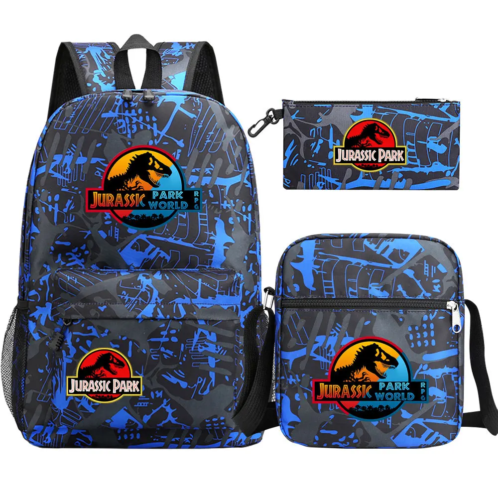 Jurassic Park World Dinosaur Girl Boy Kids Book zaino borsa a tracolla per scuola per studenti borsa a matita 3 pezzi Set zaino per adolescenti