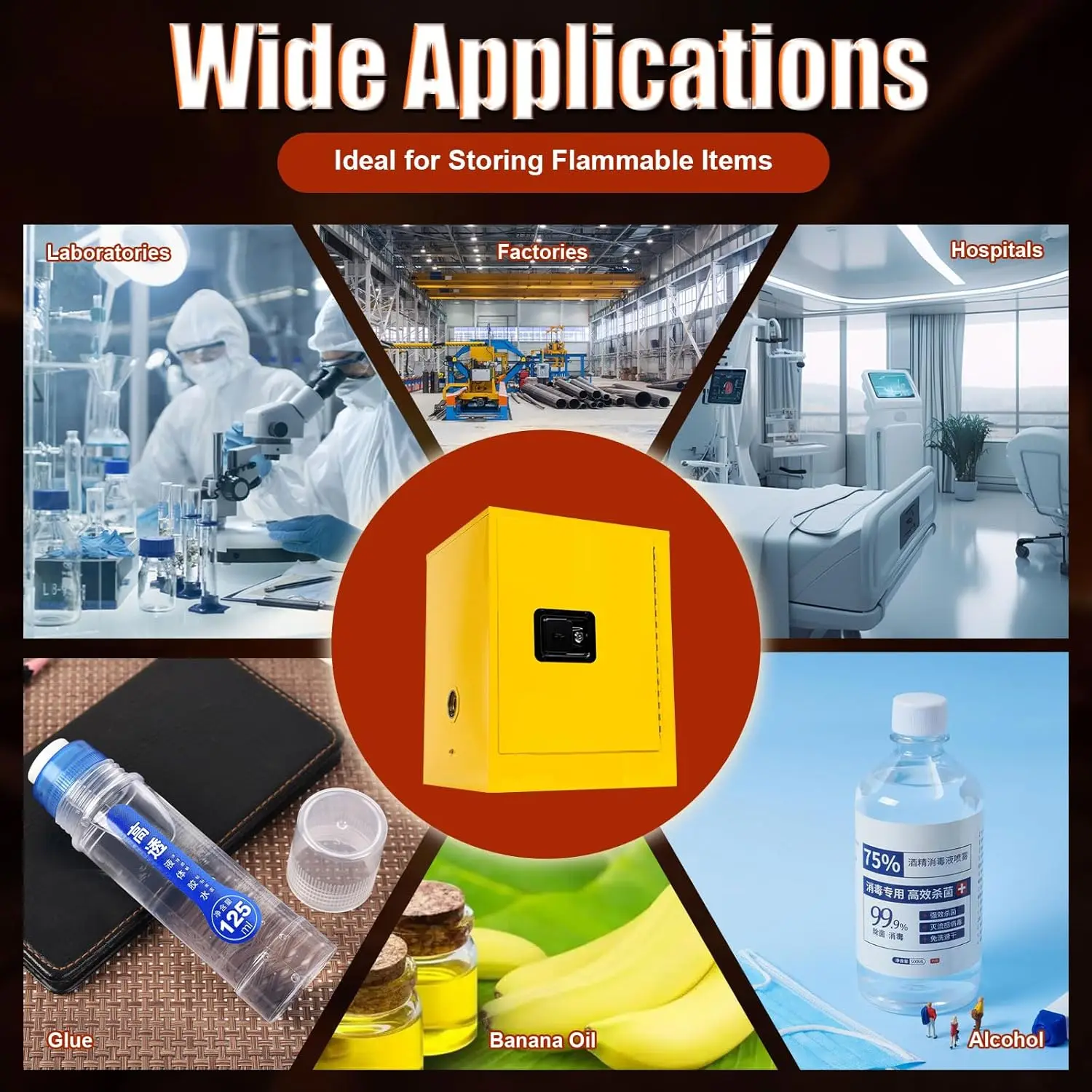 Flammable Safety Cabinet Chemical Reagents Instruments Protection 2 Gallon