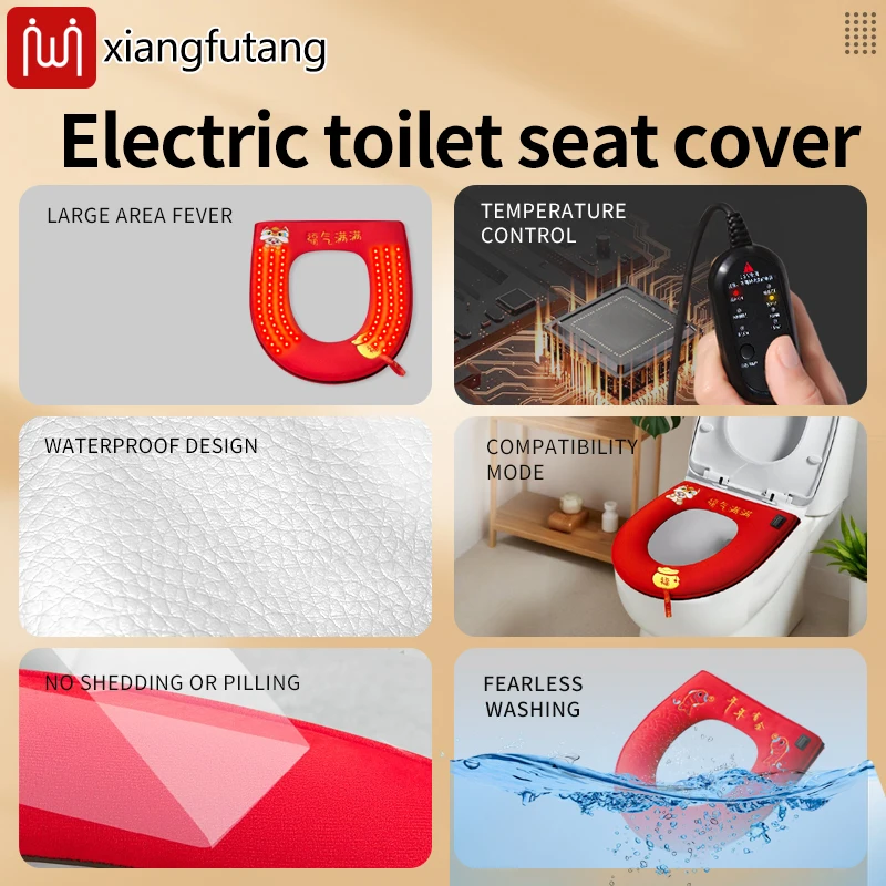 Asiento de Inodoro con Calefacción y 3 Ajustes de Temperatura, Asiento Calefactable, Inodoro Alargado, Función de Bidé con Agua Fría, Cierre Lento