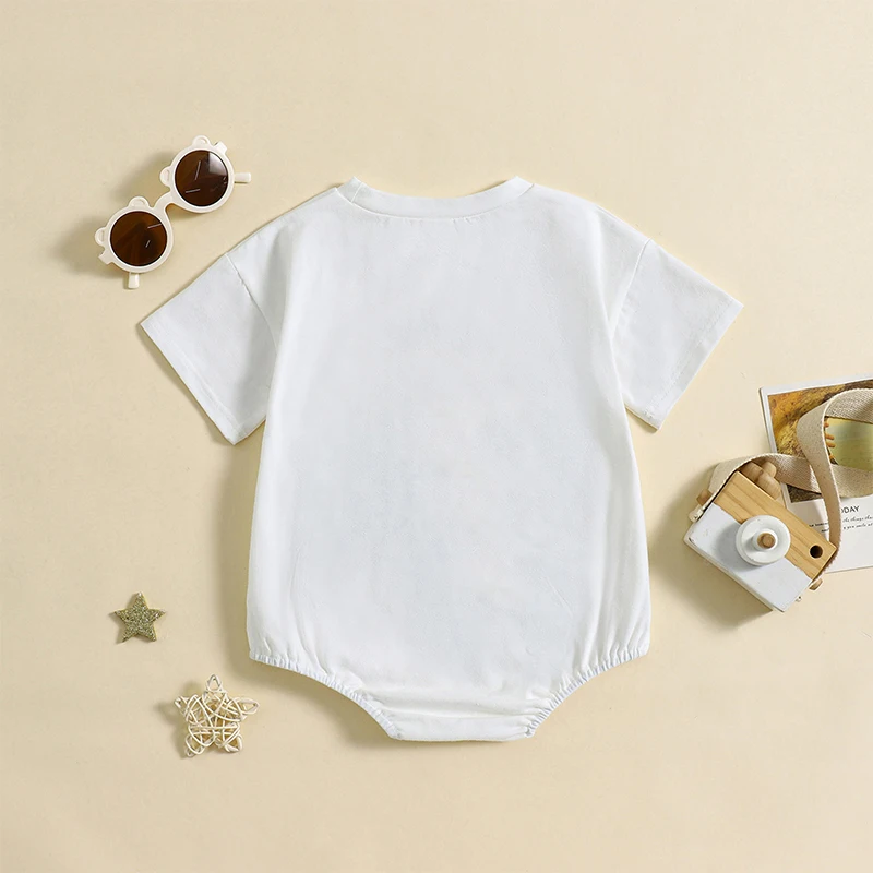 Baby Boys Romper Casual Baseball Letter Print Round Neck Short Sleeve Jumpsuit Summer Clothes for Infant Toddler