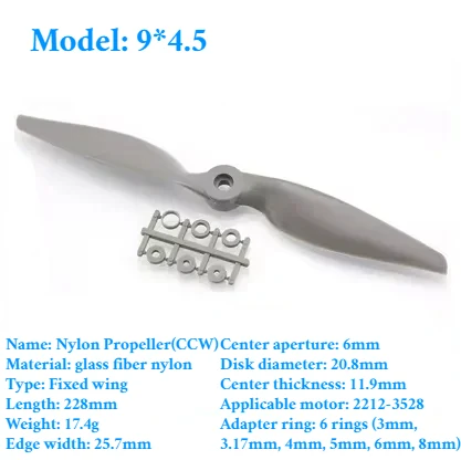 2PCS Gemfan Apc Nylon Propeller 5x5/6x4/7x5/8x4/8x6/9x6/10x5/10x7/11x5,5/12x6/13x6,5/14x7/16x8/17x10 Requisiten Für RC Modell Flugzeug