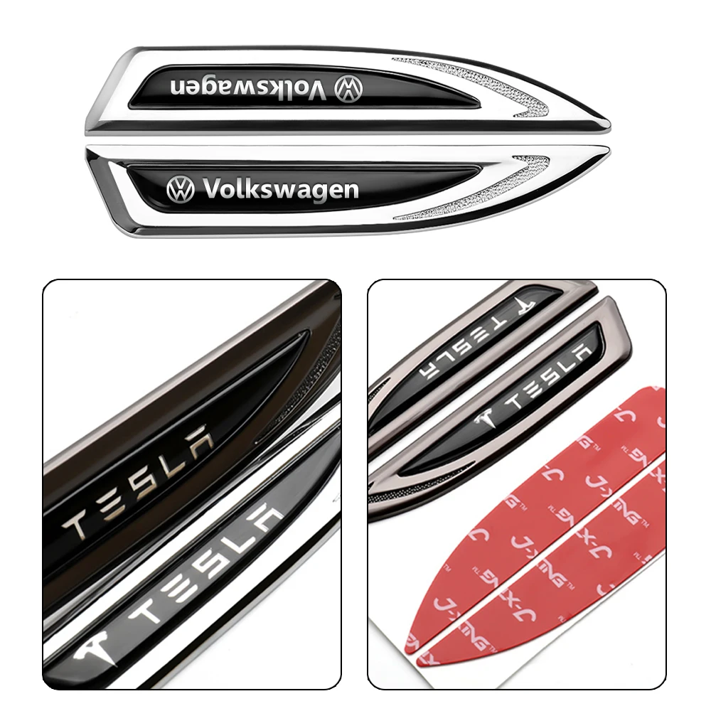 2pcs Car Styling Side Fender Body Emblem Knife Decoration Stickers For Volkswagen VW Golf Polo Beetle CC Touareg Passat Jetta