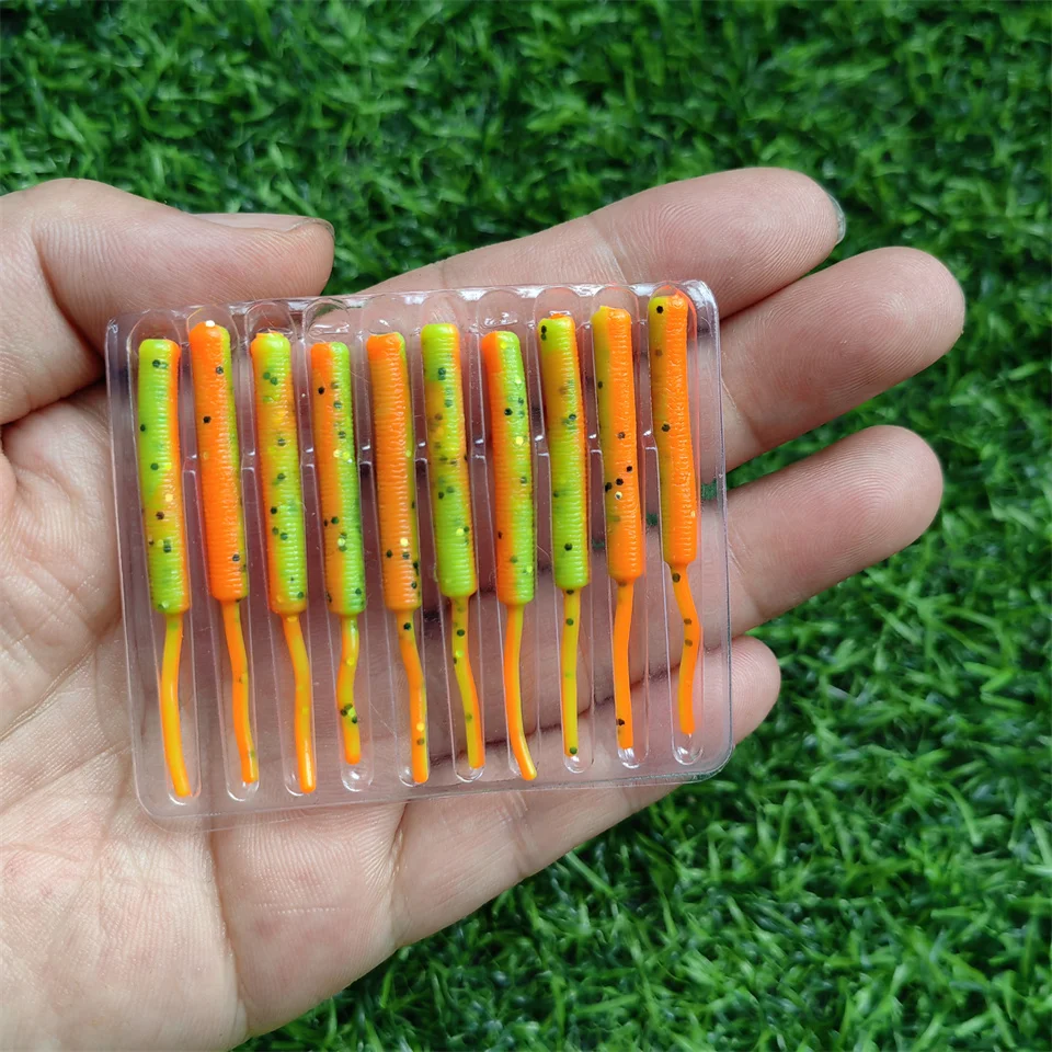 MUKUN Fishing Lure mini Soft Worm Shrimp Jerkbait 10pcs 0.3g 4cm Ocean Rock lure bass soft fish Ajing lure