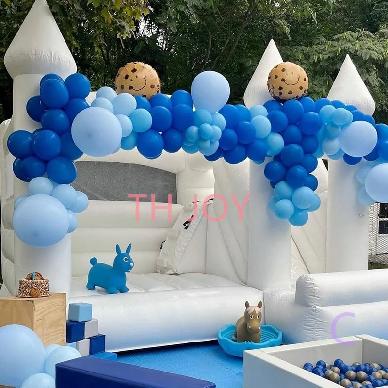 customized inflatable white bouncer house,commercial rent wedding bouncy castle with slide combos