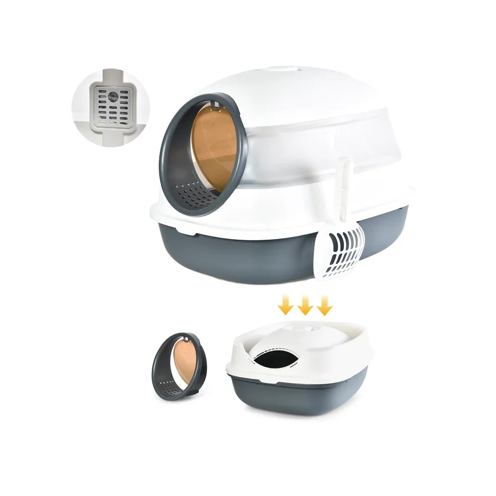 

Оптовая продажа, товары для чистки домашних животных, яичная скорлупа, большой космический ящик, закрытый брызгозащищенный дезодоратор, ящик для кошачьего туалета с совок для туалета