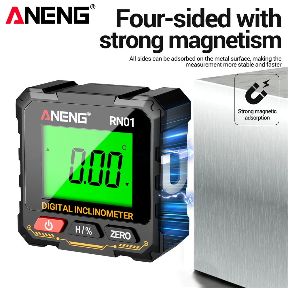 ANENG RN01 각도기 360도 미니 각도 게이지 자기 경사계 레벨 각도 파인더 전기 경사계 각도 큐브 레벨