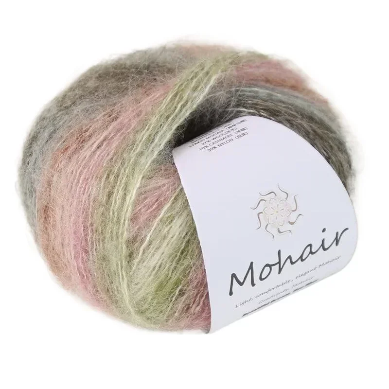 25g Gradient Silk Mohair Small Cloud Yarn Handmade Knitted Sweaters Scarves Hats Shawls Handmade Woven Sections Dyed Yarn Balls