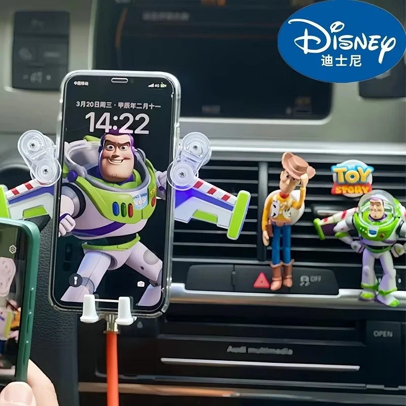 Miniso 2024 New Disney Toy Story Buzz Lightyear Wireless Charging Mobile Phones Car  Electric Car Holders Cute Phone Holder Gift