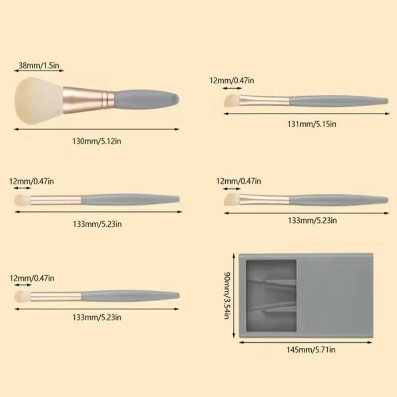 Juego de brochas de maquillaje de cerdas suaves, juego de brochas de maquillaje portátiles para principiantes, juego completo avanzado de herramientas de maquillaje, 5 uds.