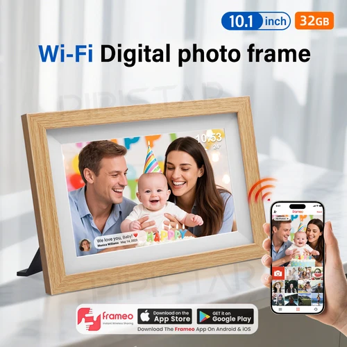 Imagen 1 del producto Marco de fotos Digital inteligente Frameo de 10,1 pulgadas, almacenamiento en la nube de 32/64GB, marco de fotos Digital WiFi, pantalla táctil IPS con rotación automática
