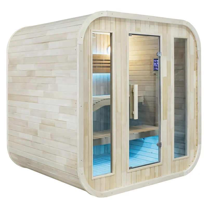 Outdoor SaunaModern Design Cabin Outdoor Barrel Sauna 4 Person Infrared Wood Outdoor Sauna view 2