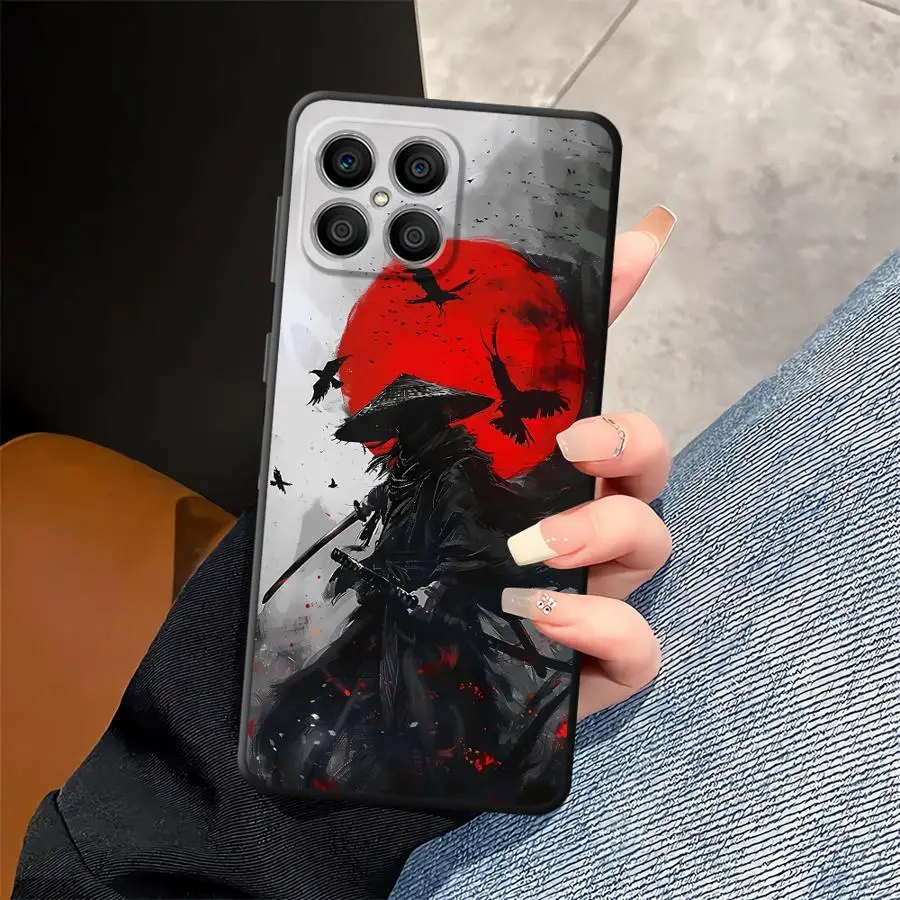 Черный мягкий чехол для телефона Honor 8X X5b 90 X8 X7 Magic5Lite 70 200 400 Lite X9a X6 Anime Samurai Design
