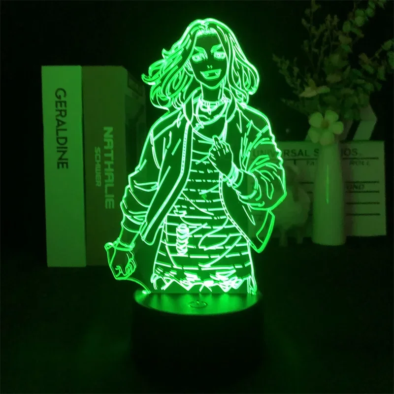 Imagem -02 - Micky Tokyo Revengers 3d Night Light Anime Japonês Nightlight Base de Despertador Manga Lâmpada com Sensor de Toque Remoto Candeeiros de Mesa