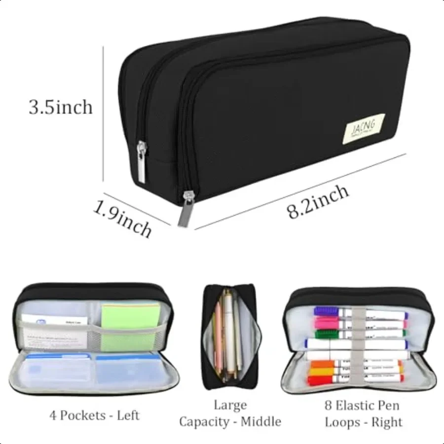 مقلمة كبيرة بسعة كبيرة وحقيبة أقلام رصاص بسحاب مع 3 مقصورات منظم مكتب محمول وحامل قلم متعدد الوظائف