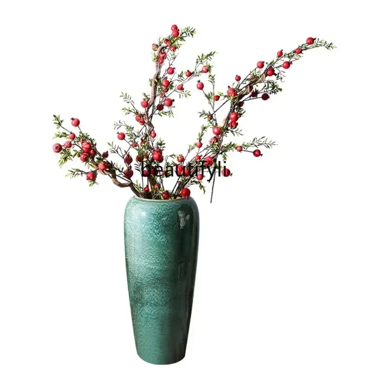 Restaurant Floor Vase New Chinese Style Living Room Flower Flower Container Jingdezhen Ceramic Big Decorations