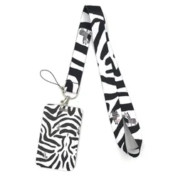 Zebra pattern Key lanyard Car KeyChain ID Card Pass Gym Mobile Phone Badge Kids Key Ring Holder Jewelry Accessories Decorations