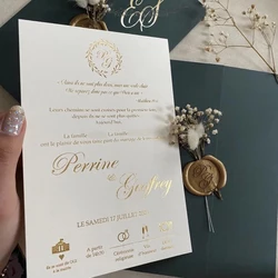 Custom Gold Foil Wedding Invitation Personalized Menu Thank You Card Logo Name Design Print Sate The Date Announcement Postcard