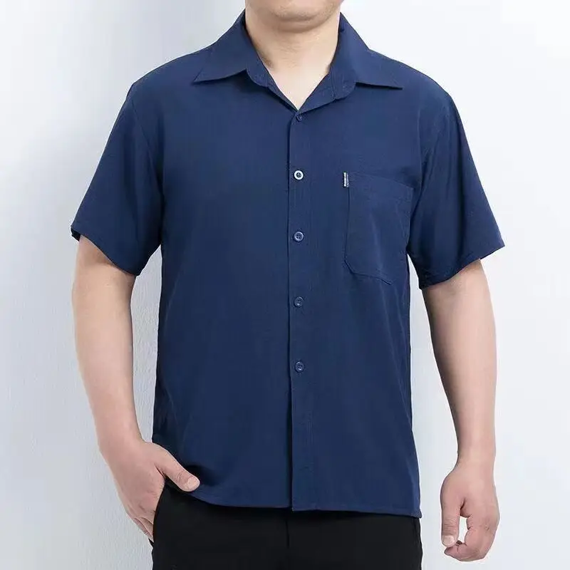 

MenS Solid Color Short Sleeve Button Down Shirt Casual Lightweight Breathable Summer Top With Chest Pocket