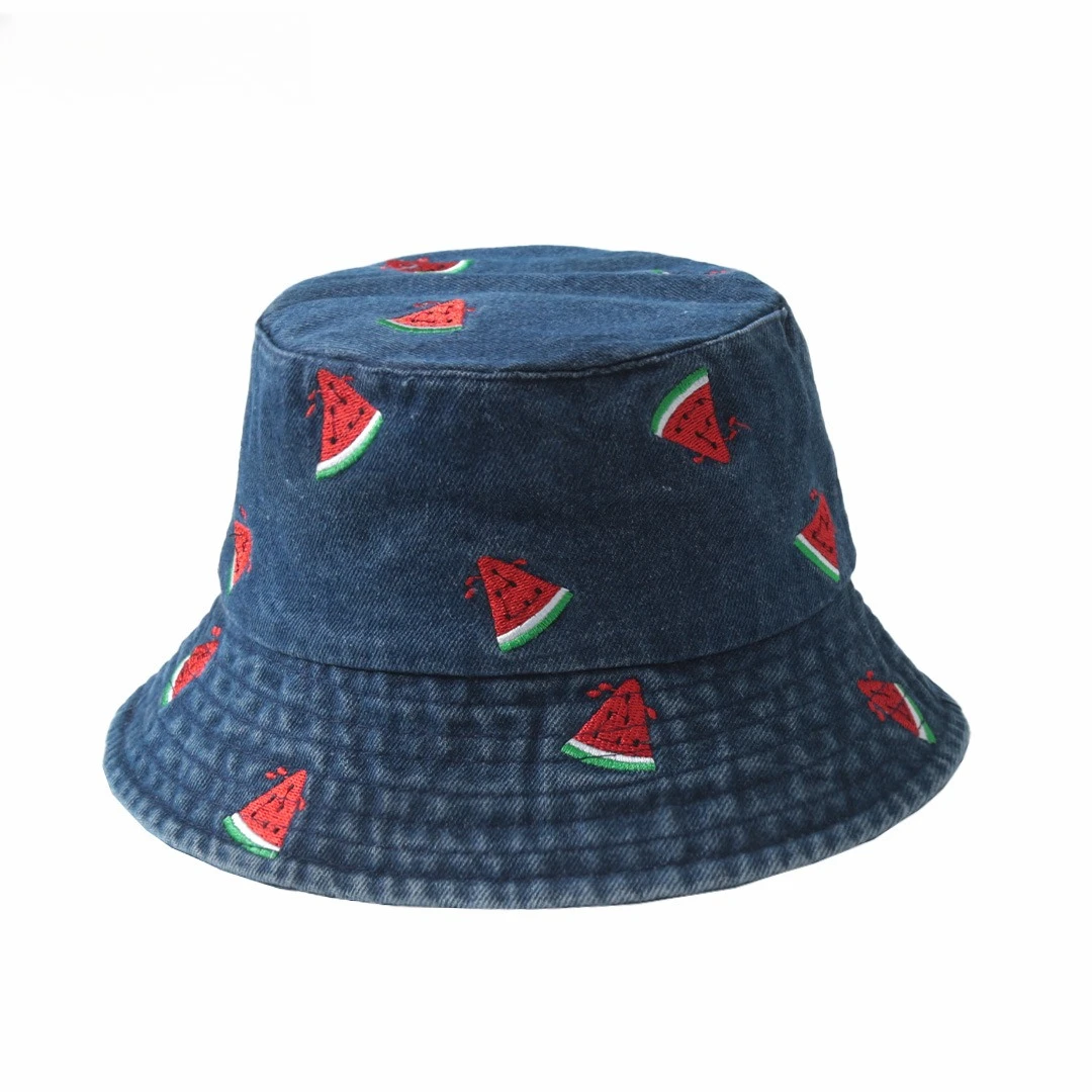 1 Stück Sommerlicher bestickter Kirsch-Fischerhut für Damen – Outdoor-Sonnenhut für Strand und Reisen